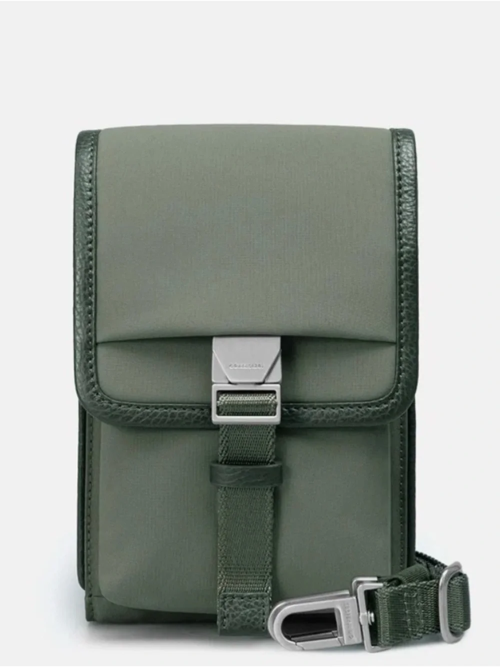 Men's Olive Green Crossbody Phone Case with Buckle Closure